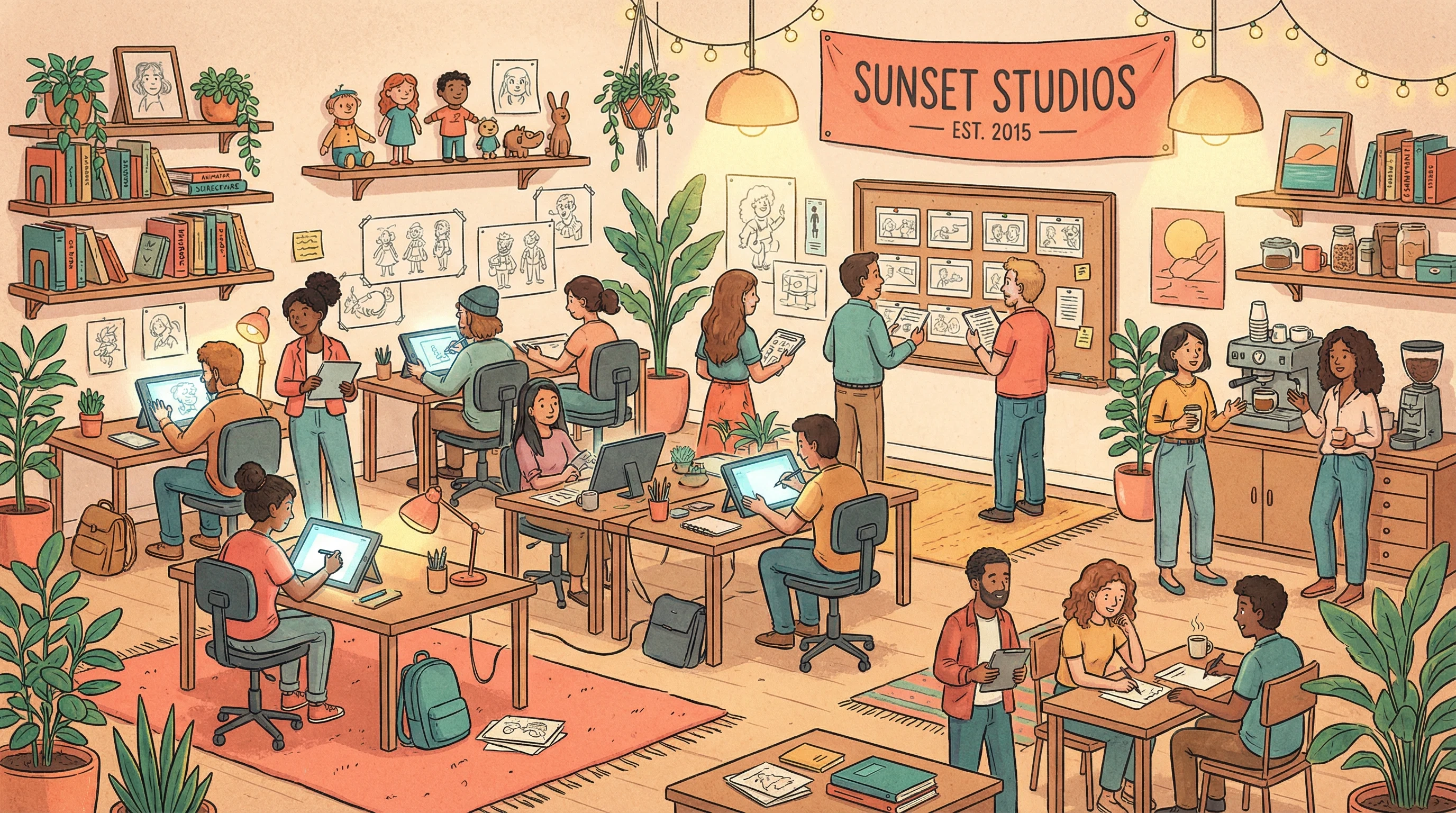 成人动漫 - 成人动漫是领先的影视短视频创作平台 | 让每一帧都有故事创始团队在动画工作室中的合影